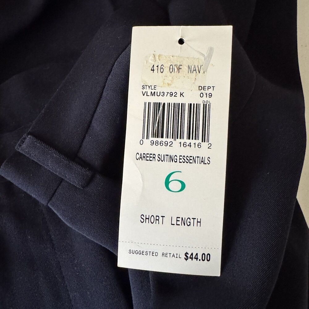 Villager Liz Claiborne Slacks Navy Blue Career Suit Essentials Pants sz 6 New - Picture 7 of 7